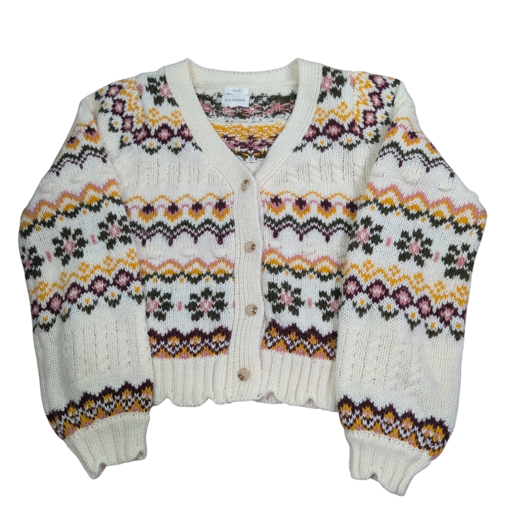 Blu Pepper Cozy Life knitted Cardigan Sweater. Size Small
